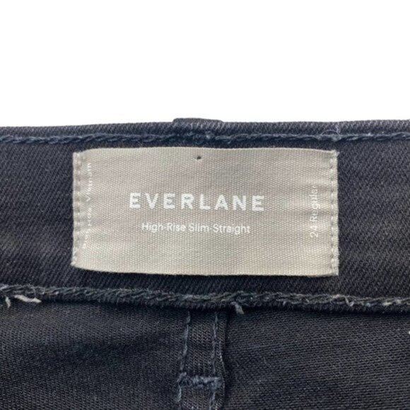 EVERLANE High Rise Slim Straight Cigarette Jeans Sz 24 Black - Picture 4 of 8